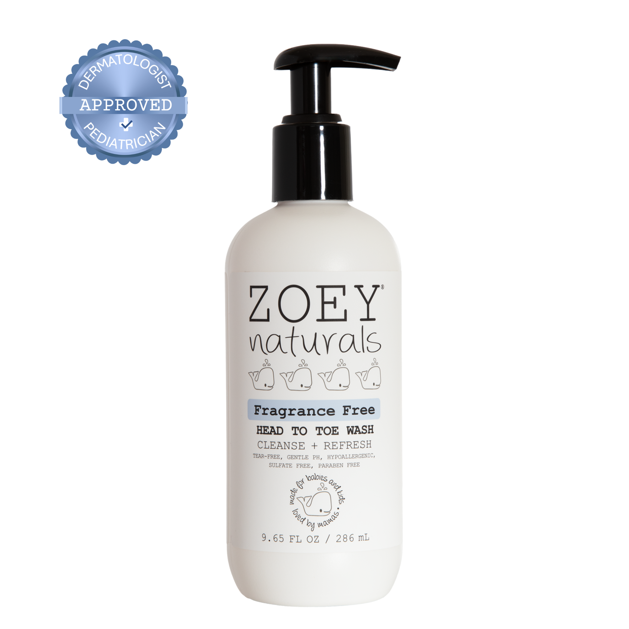 Zoey Naturals Fragrance Free Head To Toe Wash for Babies and Kids
