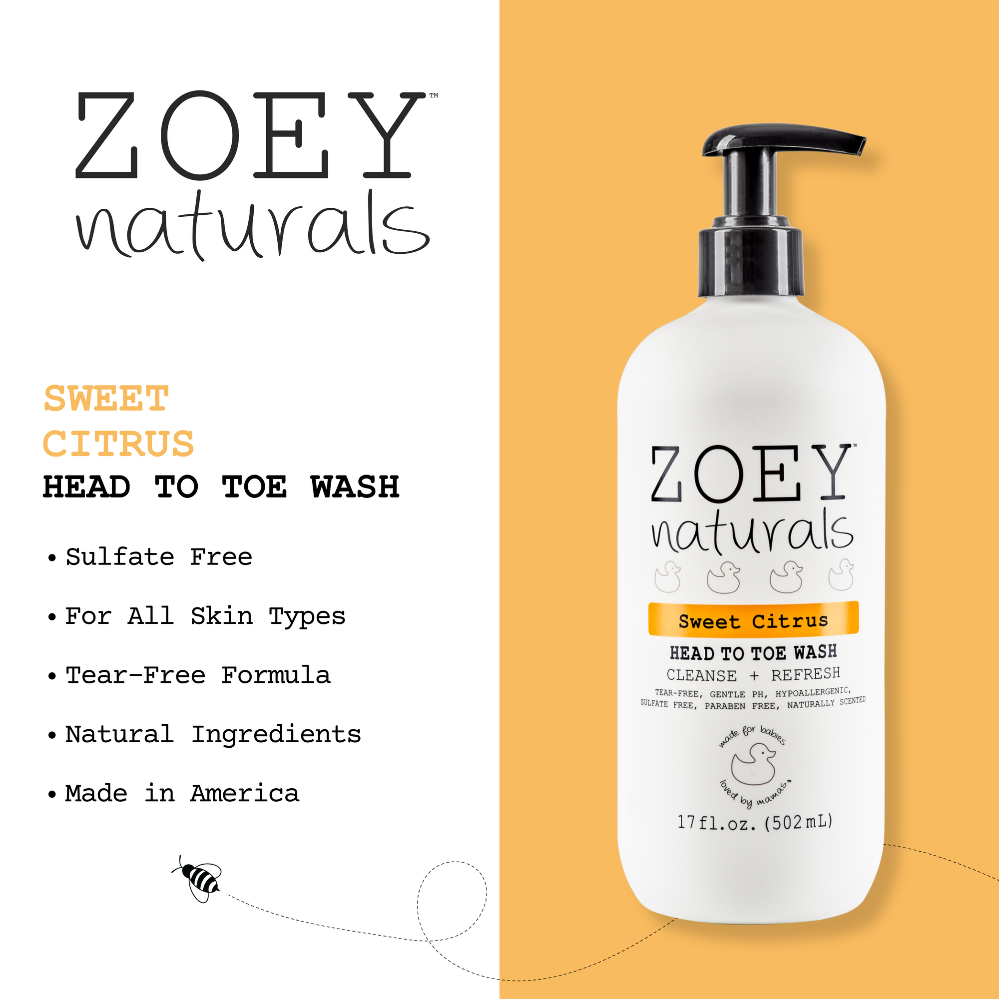 Naturally Scented 2 in 1 Baby Wash and Baby Shampoo Safe for Delicate Skin