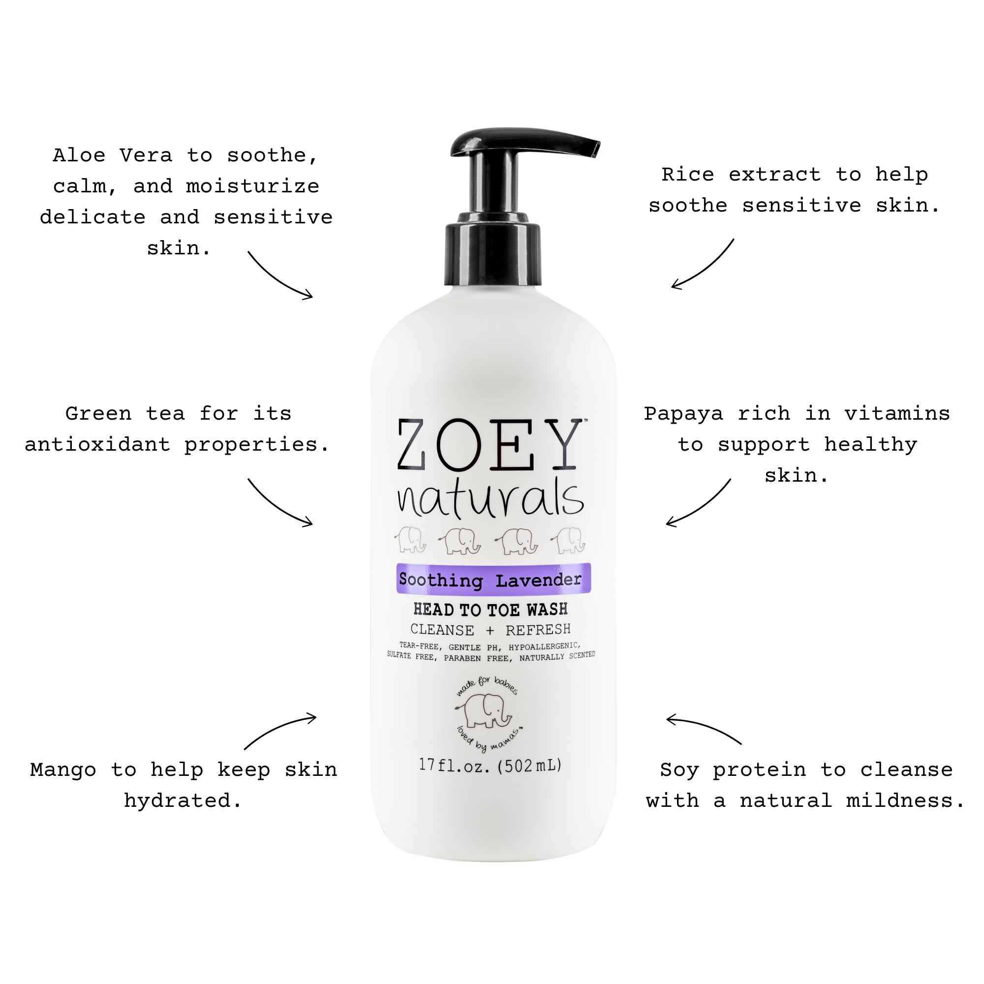 Best Baby Wash with Aloe, Mango, Papaya Natural Lavender