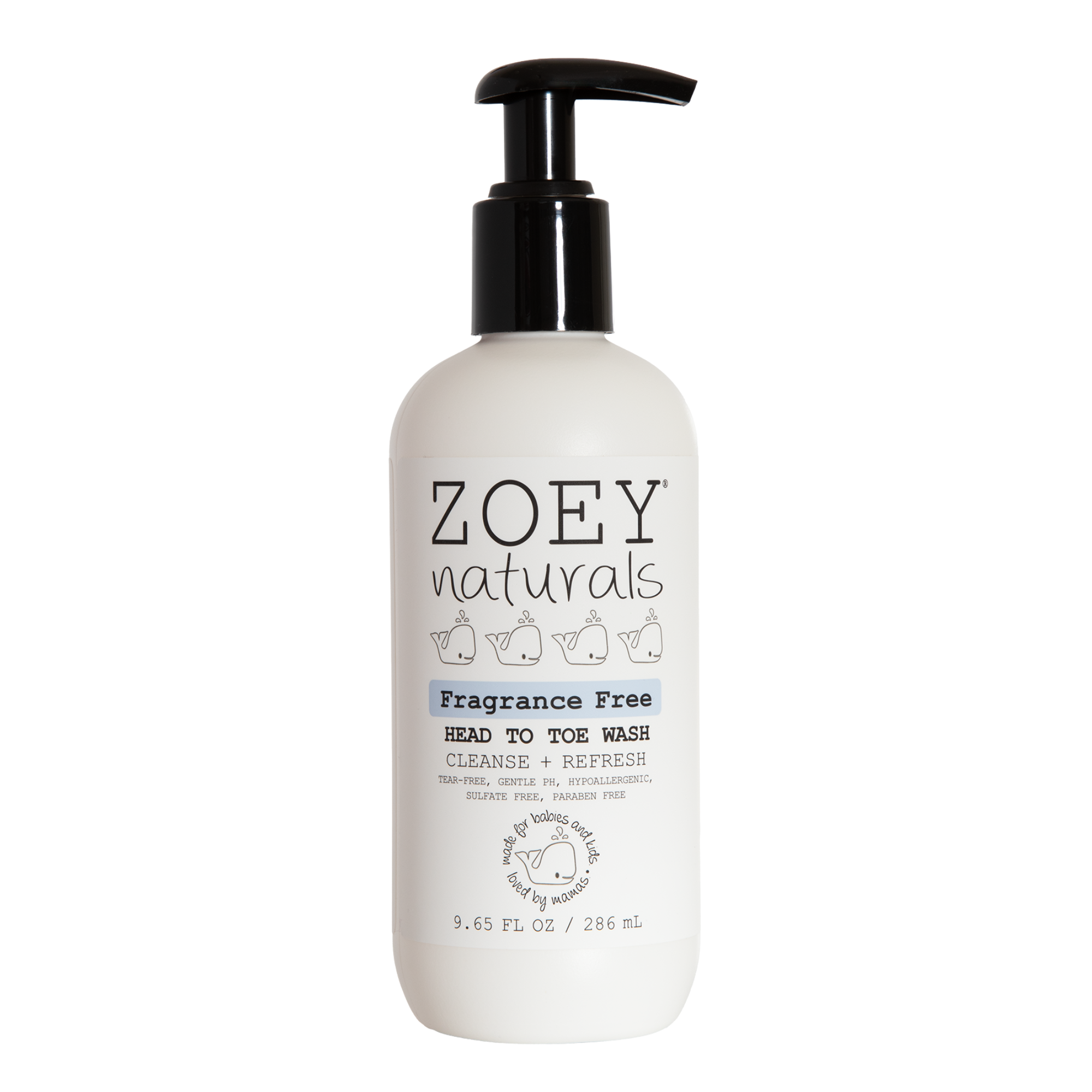 Zoey Naturals Ultra Gentle Fragrance Free 2-in-1 Head To Toe Wash
