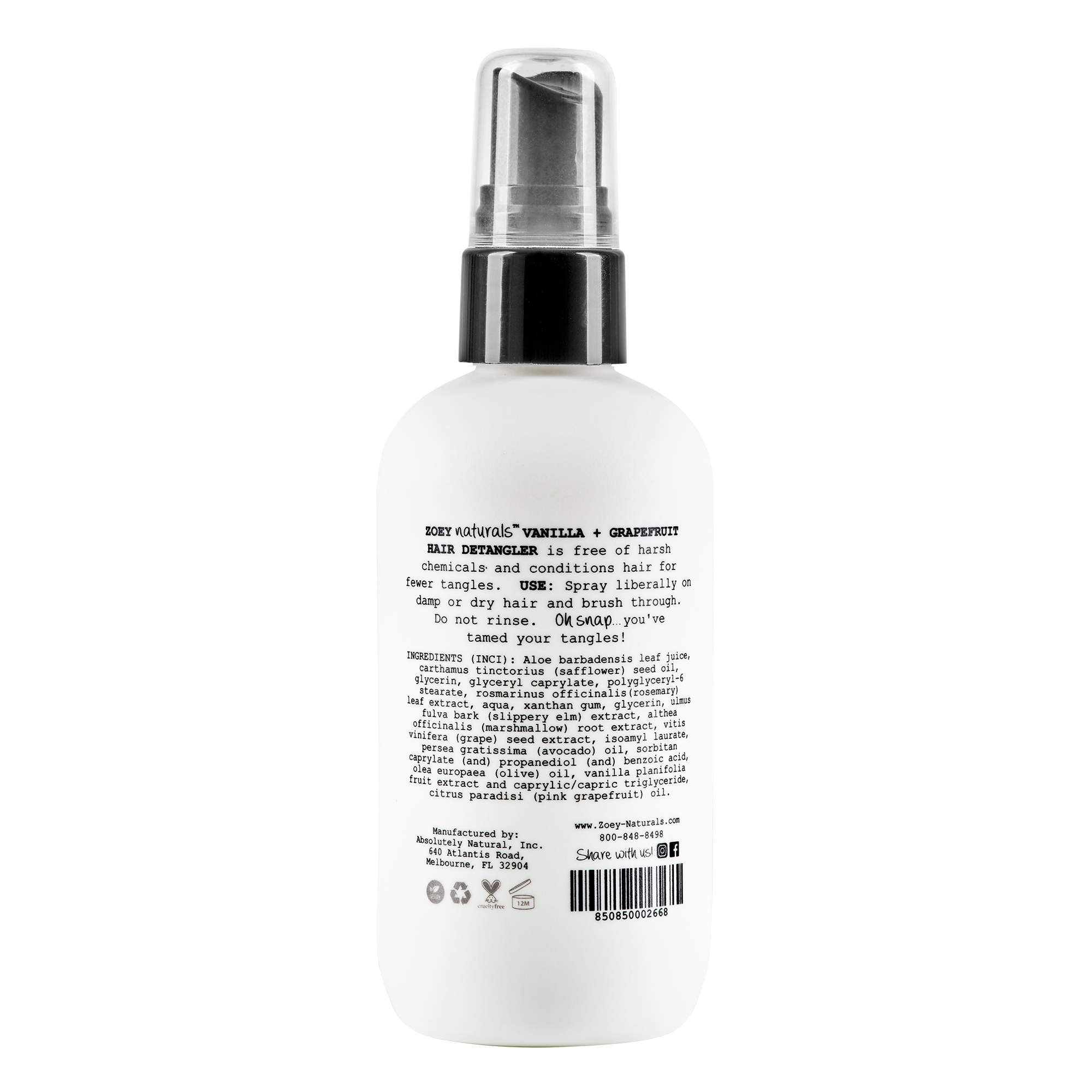 Zoey Naturals Vanilla Grapefruit Hair Detangler