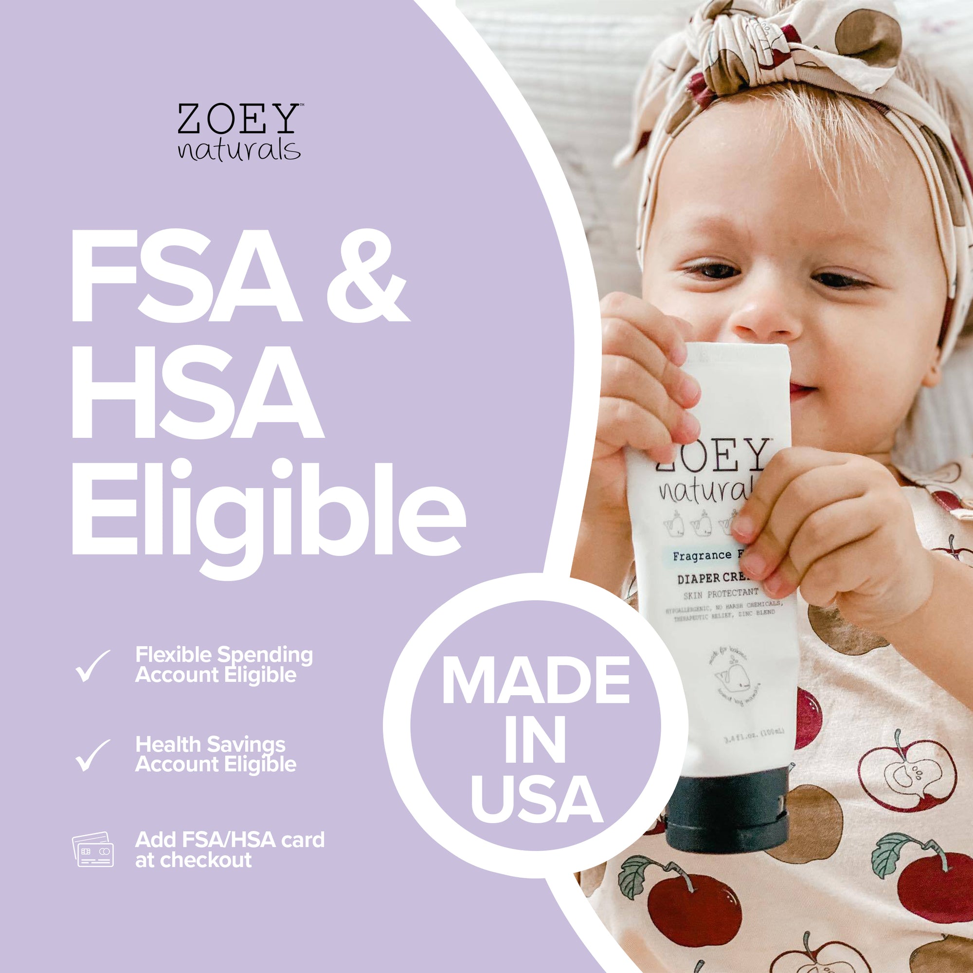 Natural Diaper Rash Cream FSA HSA Eligible