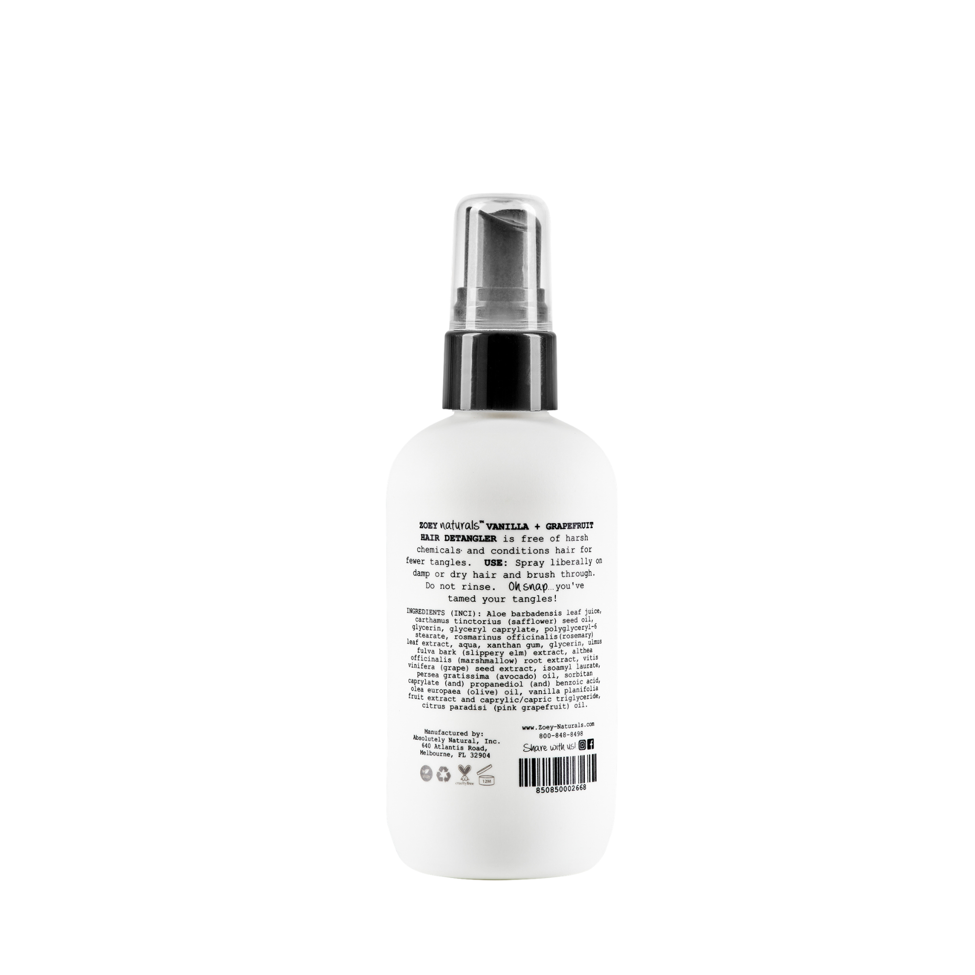 Vanilla Grapefruit Hair Detangler back