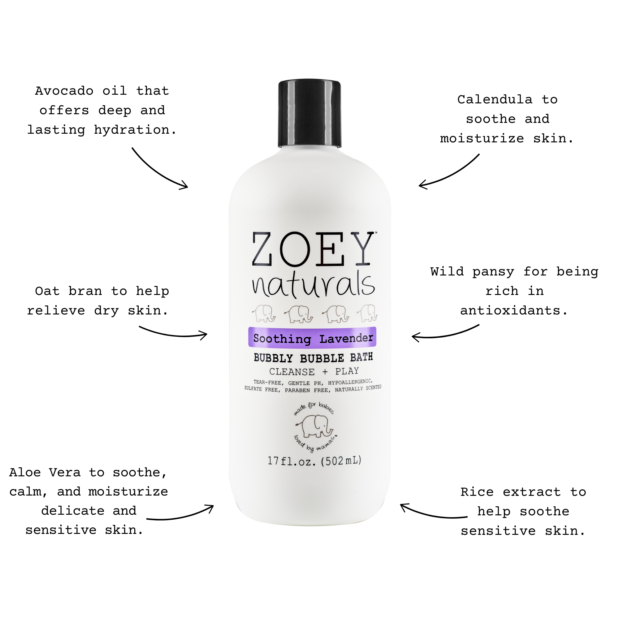 natural safe sulfate free children's lavender bubble bath with Aloe and Calendula