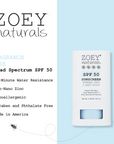 Zoey Naturals SPF 50 Mineral Sunscreen Stick