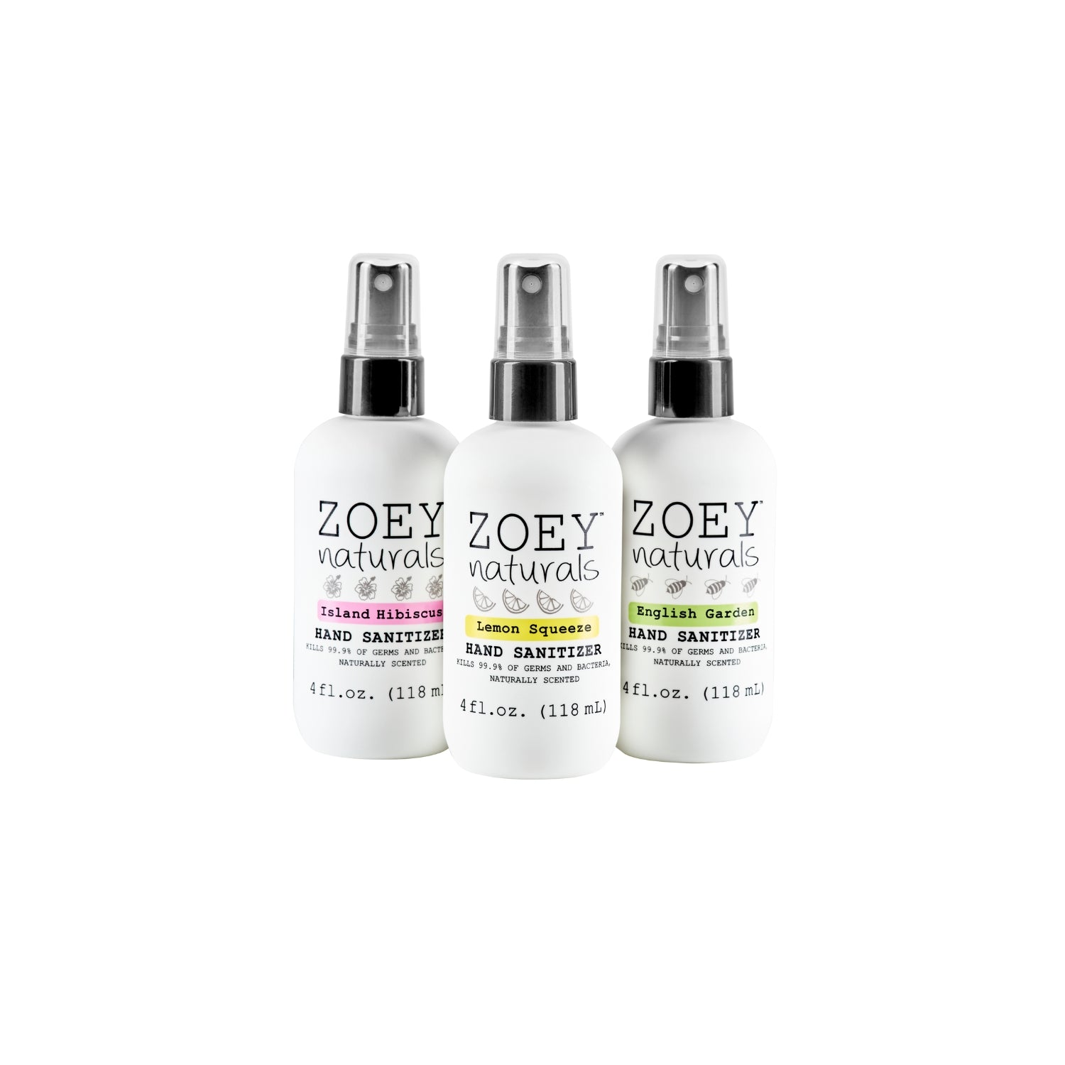 Zoey Naturals Hand Sanitizer Bundle Germ Killing Naturally Scented