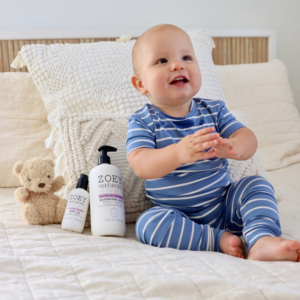 Calming lavender baby lotion and baby body oil