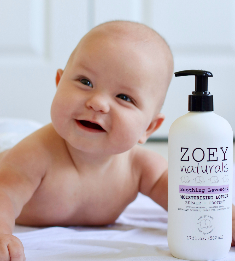 Soothing lavender baby lotion for sleep - calming lotion for babies and kids.